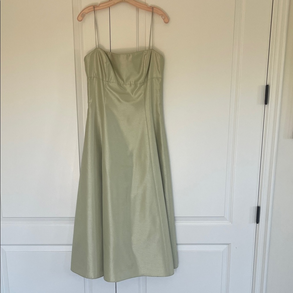 A.B.S  Evening Satin Spaghetti-Strap Dress in Sage Green Vintage